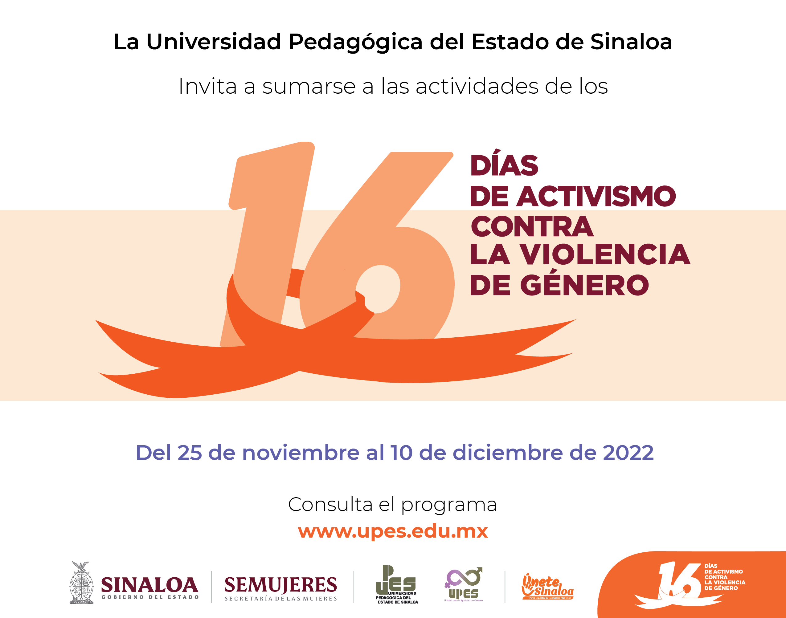 Upes, como cada año, se integra a la campaña “16 Días de Activismo Contra la Violencia de Género”. 